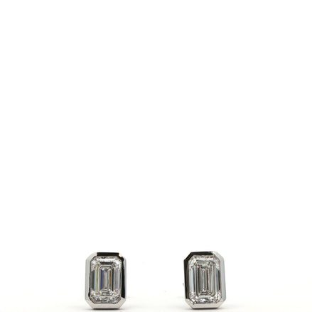 Emerald Diamond Bezel Earrings
