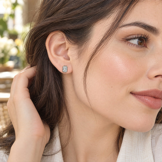 Emerald Diamond Bezel Earrings