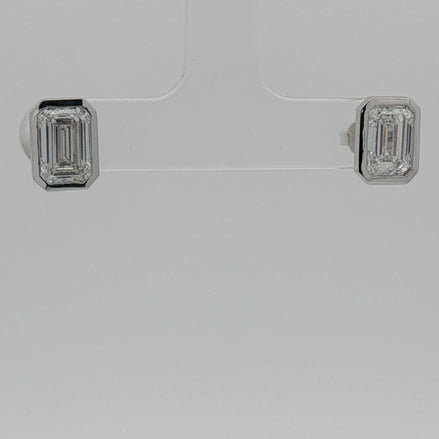 Emerald Diamond Bezel Earrings