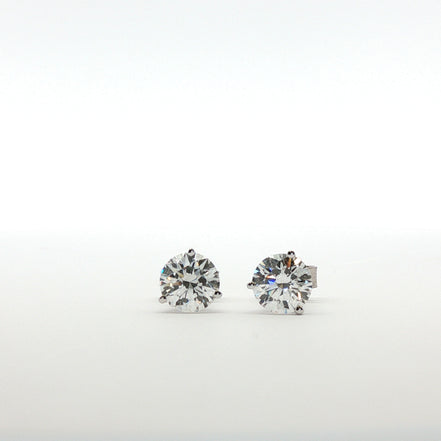 Round Diamond Earrings in 3 prong Martini Setting
