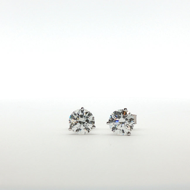 Round Diamond Earrings in 3 prong Martini Setting
