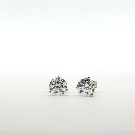 Round Diamond Earrings in 3 prong Martini Setting