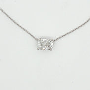 Cushion Cut Diamond Solitaire Pendant Necklace with White Gold Chain