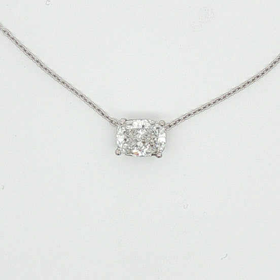 Cushion Cut Diamond Solitaire Pendant Necklace with White Gold Chain